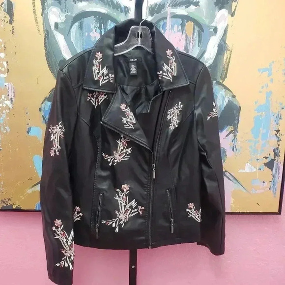 Alfani Faux Leather Embroidered Jacket - Picture 1 of 4